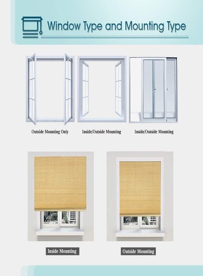 TJ Global Cordless Bamboo Window Blind Sun Shade, Light Filtering Roman Shades - Dark Brown (W24 X L64) - Image 5